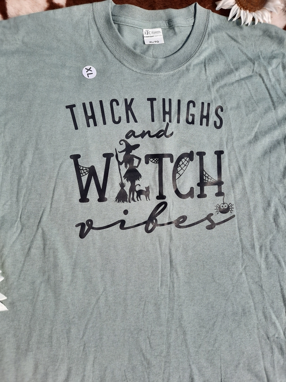 Sage Cotton 'Thick Thighs and Witch Vibes' Short Sleeve Tee - Picture 4 of 4